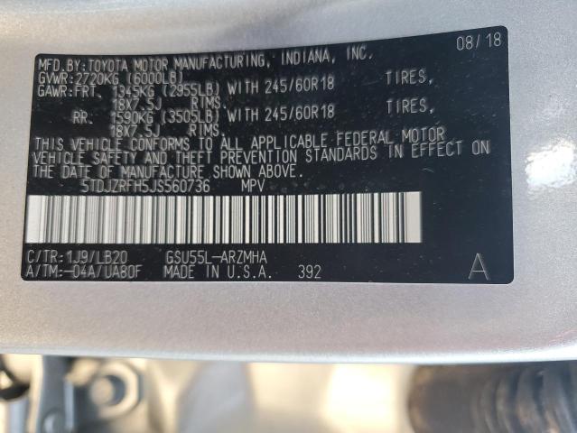 Foto 14 de la subasta – 2018 TOYOTA HIGHLANDER con VIN 5TDJZRFH5JS560736