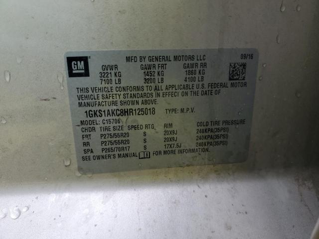 Photo 14 from auction – 2017 GMC YUKON SLE with VIN 1GKS1AKC8HR125018