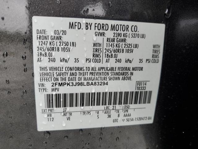 Photo 14 from auction – 2020 FORD EDGE SEL with VIN 2FMPK3J98LBA83294