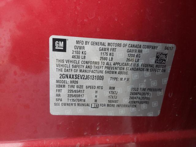 Photo 14 from auction – 2018 CHEVROLET EQUINOX LT with VIN 2GNAXSEV2J6131009