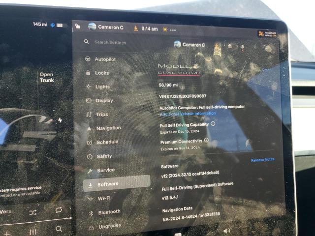 Photo 9 from auction – 2018 TESLA MODEL 3 with VIN 5YJ3E1EBXJF090887