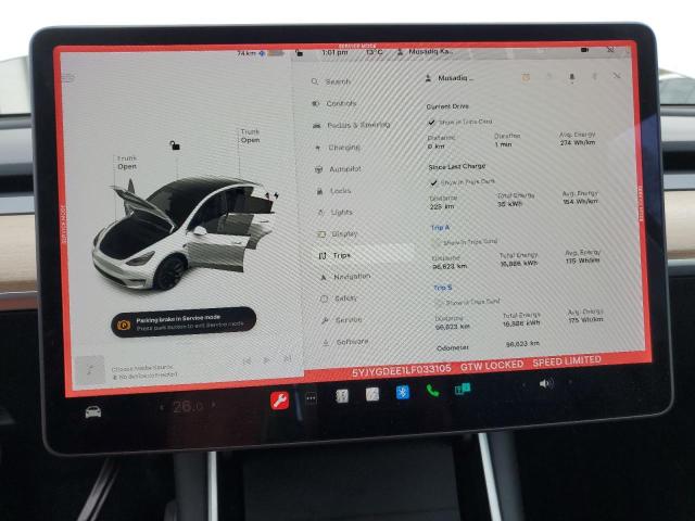Foto 9 de la subasta – 2020 TESLA MODEL Y con VIN 5YJYGDEE1LF033105