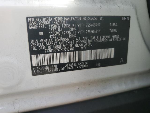 Photo 14 from auction – 2019 TOYOTA RAV4 LE with VIN 2T3H1RFV7KC015487