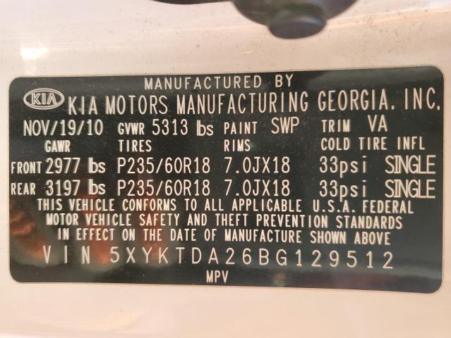 Photo 14 from auction – 2011 KIA SORENTO BA with VIN 5XYKTDA26BG129512