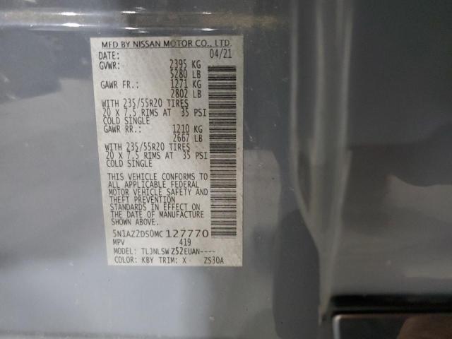 Photo 14 from auction – 2021 NISSAN MURANO PLA with VIN 5N1AZ2DS0MC127770