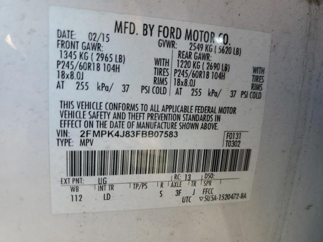 Photo 14 from auction – 2015 FORD EDGE SEL with VIN 2FMPK4J83FBB07583