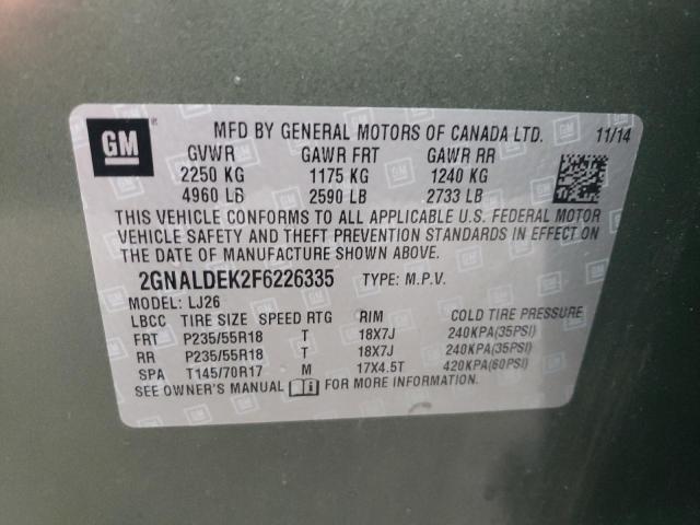 Photo 14 from auction – 2015 CHEVROLET EQUINOX LT with VIN 2GNALDEK2F6226335