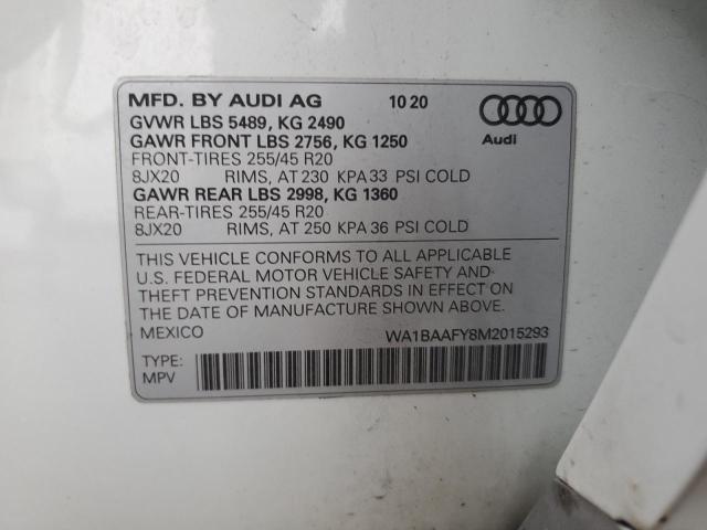 Photo 14 from auction – 2021 AUDI Q5 PREMIUM with VIN WA1BAAFY8M2015293