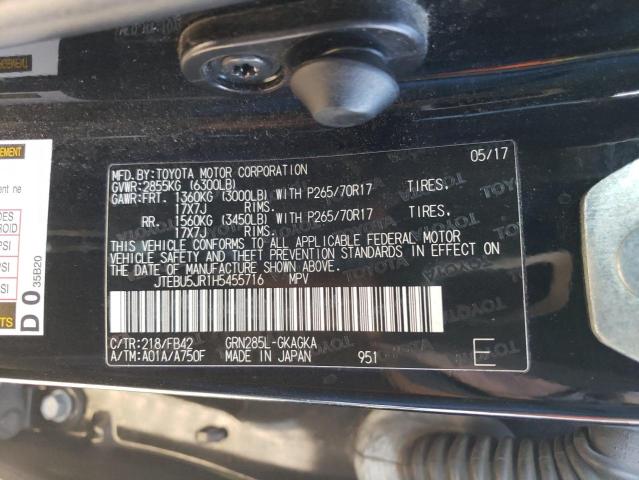 Photo 14 from auction – 2017 TOYOTA 4RUNNER SR with VIN JTEBU5JR1H5455716