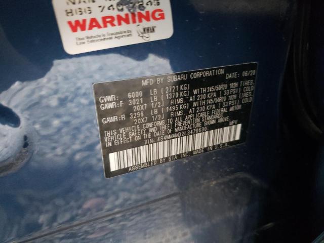 Photo 14 from auction – 2020 SUBARU ASCENT LIM with VIN 4S4WMAMD2L3470630