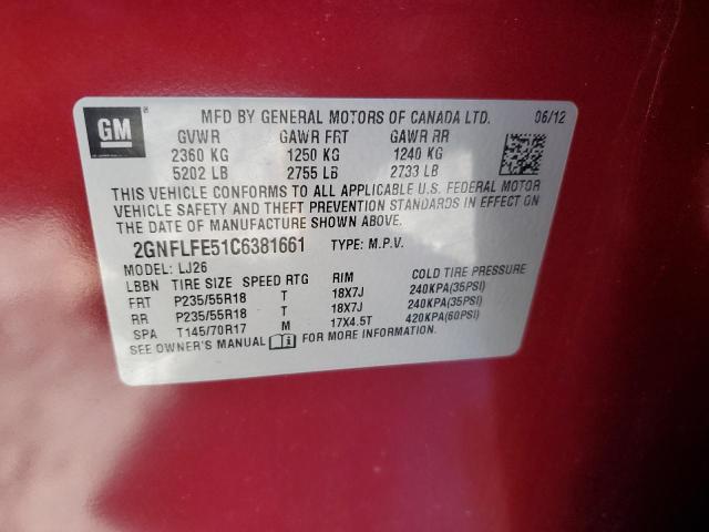 Photo 14 from auction – 2012 CHEVROLET EQUINOX LT with VIN 2GNFLFE51C6381661