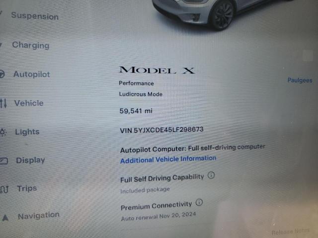 Photo 9 from auction – 2020 TESLA MODEL X with VIN 5YJXCDE45LF298673