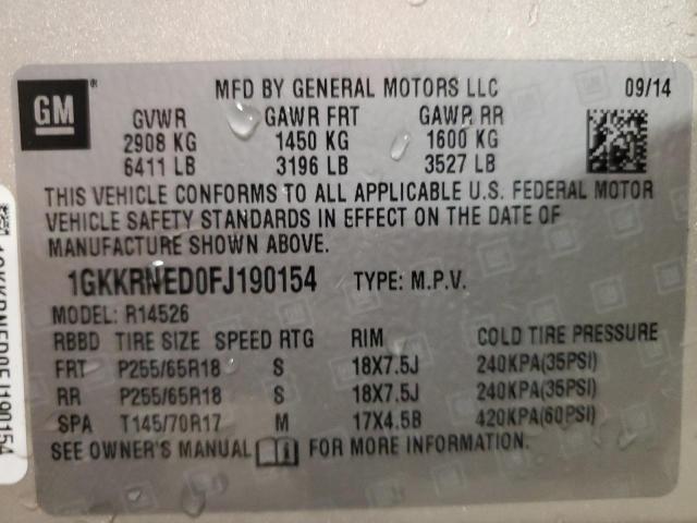 Photo 14 from auction – 2015 GMC ACADIA SLE with VIN 1GKKRNED0FJ190154