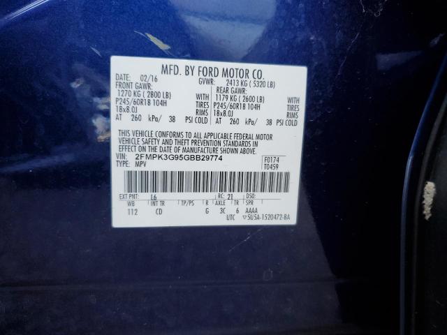Photo 14 from auction – 2016 FORD EDGE SE with VIN 2FMPK3G95GBB29774