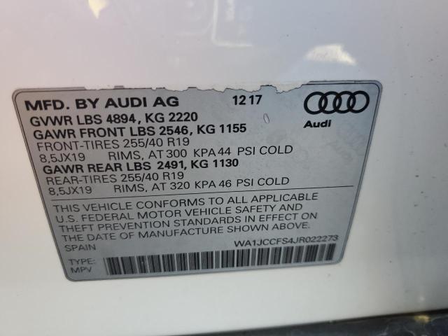 Photo 14 from auction – 2018 AUDI Q3 PREMIUM with VIN WA1JCCFS4JR022273