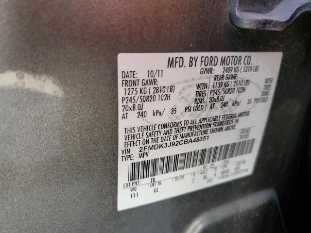 Photo 14 from auction – 2012 FORD EDGE SEL with VIN 2FMDK3J92CBA48351