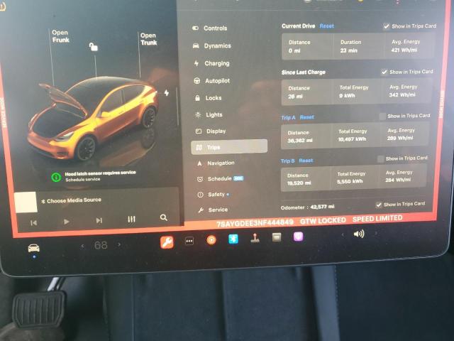 Photo 9 from auction – 2022 TESLA MODEL Y with VIN 7SAYGDEE3NF444849