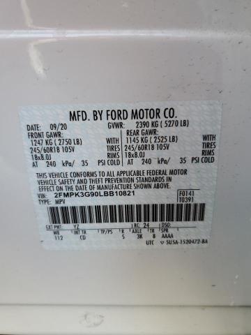 Photo 14 from auction – 2020 FORD EDGE SE with VIN 2FMPK3G90LBB10821