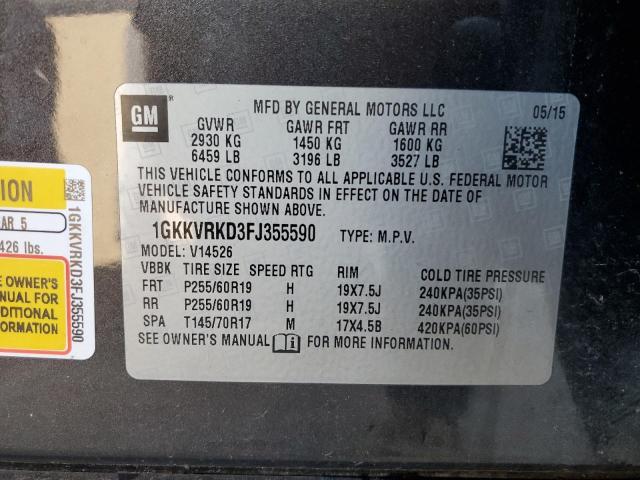 Photo 14 from auction – 2015 GMC ACADIA SLT with VIN 1GKKVRKD3FJ355590