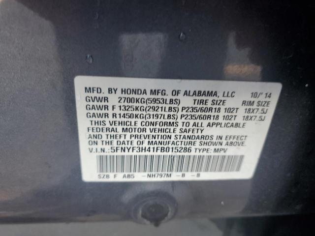 Photo 14 from auction – 2015 HONDA PILOT EX with VIN 5FNYF3H41FB015286