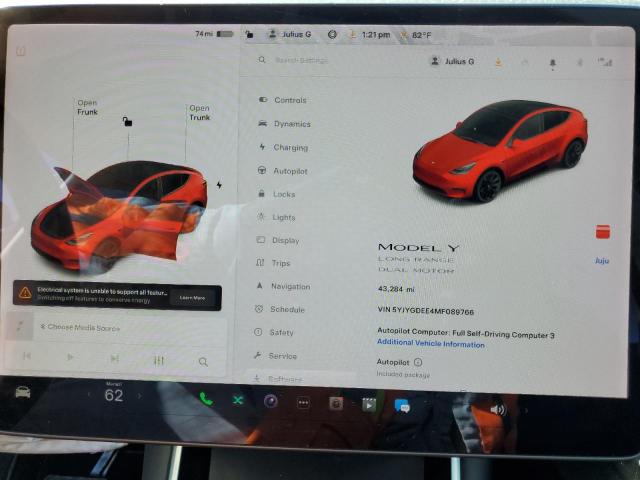 Снимка 9 от търг – 2021 TESLA MODEL Y с VIN 5YJYGDEE4MF089766