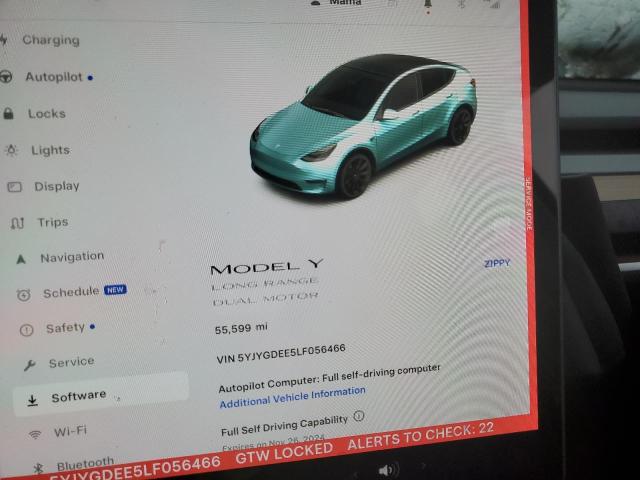 Photo 9 from auction – 2020 TESLA MODEL Y with VIN 5YJYGDEE5LF056466