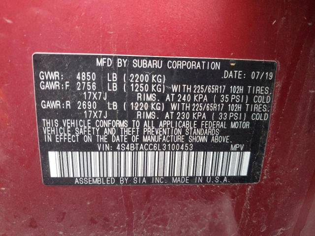 Photo 14 from auction – 2020 SUBARU OUTBACK PR with VIN 4S4BTACC6L3100453