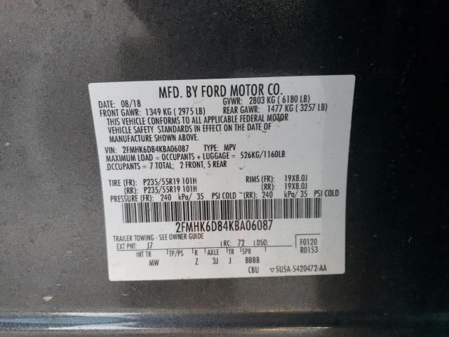 Photo 14 from auction – 2019 FORD FLEX LIMIT with VIN 2FMHK6D84KBA06087