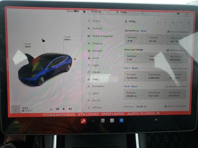Photo 9 from auction – 2018 TESLA MODEL 3 with VIN 5YJ3E1EA5JF038283