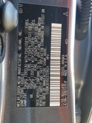 Photo 14 from auction – 2012 TOYOTA HIGHLANDER with VIN 5TDDK3EH5CS129624
