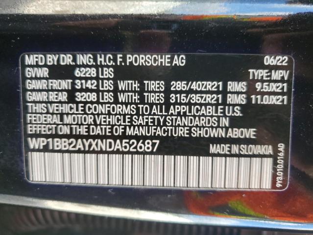 Photo 14 from auction – 2022 PORSCHE CAYENNE S with VIN WP1BB2AYXNDA52687