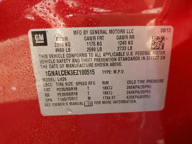 Photo 14 from auction – 2014 CHEVROLET EQUINOX LT with VIN 1GNALCEK3EZ100515