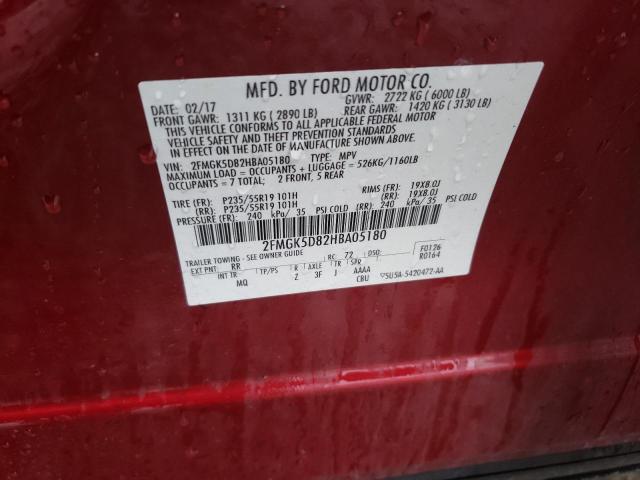Photo 14 from auction – 2017 FORD FLEX LIMIT with VIN 2FMGK5D82HBA05180