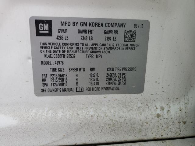 Photo 14 from auction – 2015 BUICK ENCORE with VIN KL4CJCSB0FB170537
