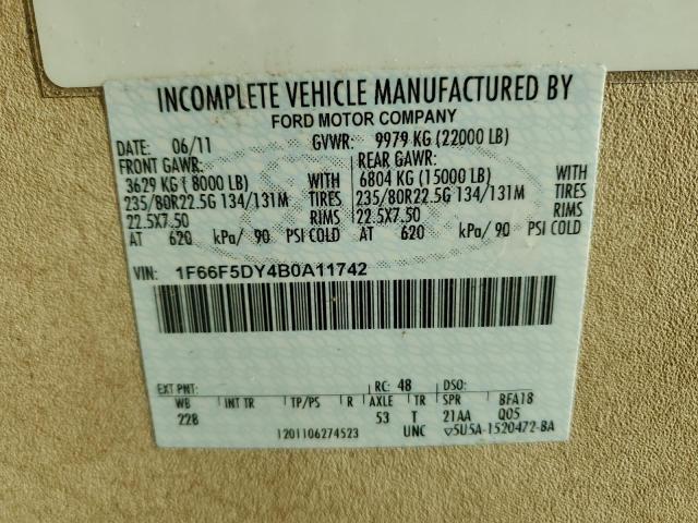 Photo 10 from auction – 2011 FORD F53 with VIN 1F66F5DY4B0A11742