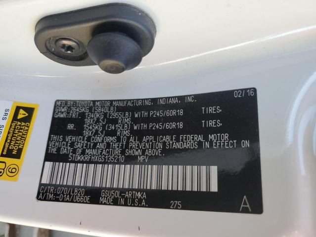 Photo 14 from auction – 2016 TOYOTA HIGHLANDER with VIN 5TDKKRFHXGS135210