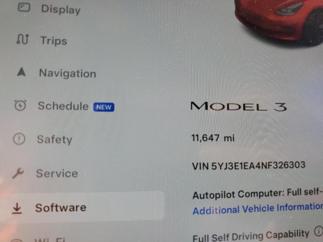 Photo 9 from auction – 2022 TESLA MODEL 3 with VIN 5YJ3E1EA4NF326303