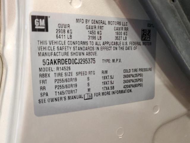 Photo 14 from auction – 2012 BUICK ENCLAVE with VIN 5GAKRDED0CJ295375