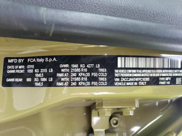 Photo 14 from auction – 2015 JEEP RENEGADE S with VIN ZACCJAAT4FPC10385