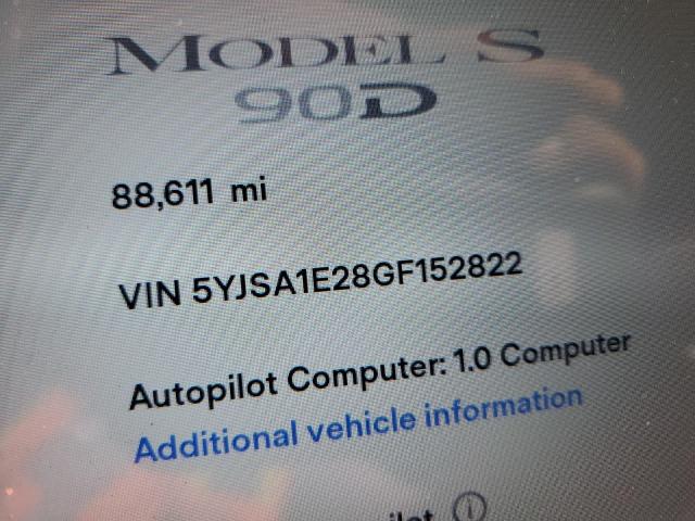 Photo 9 from auction – 2016 TESLA MODEL S with VIN 5YJSA1E28GF152822