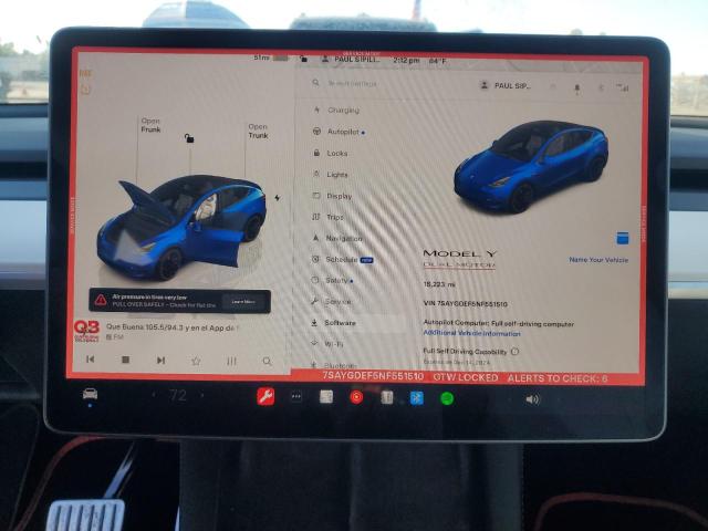 Photo 9 from auction – 2022 TESLA MODEL Y with VIN 7SAYGDEF5NF551510
