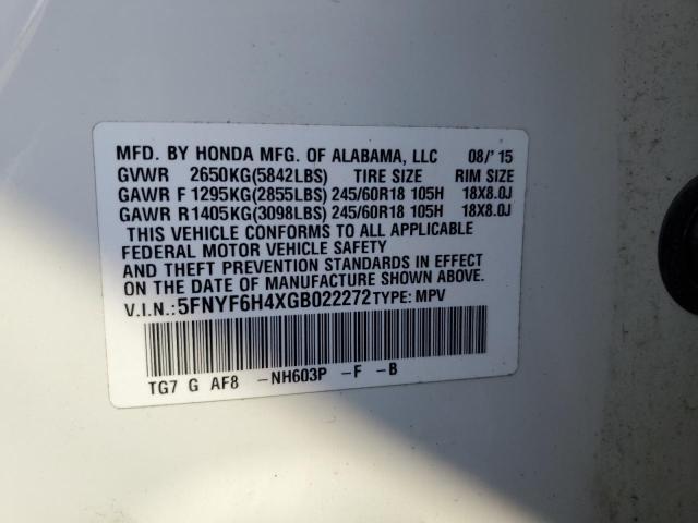 Photo 14 from auction – 2016 HONDA PILOT EX with VIN 5FNYF6H4XGB022272
