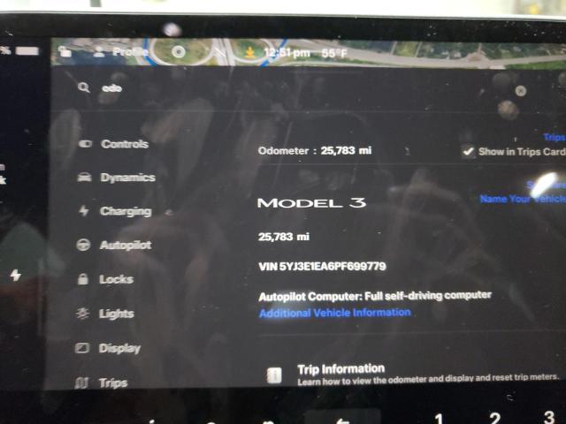 Photo 9 from auction – 2023 TESLA MODEL 3 with VIN 5YJ3E1EA6PF699779