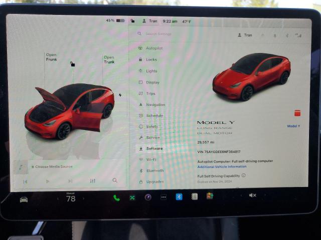Photo 9 from auction – 2022 TESLA MODEL Y with VIN 7SAYGDEE6NF364817