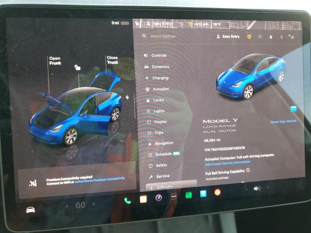 Photo 9 from auction – 2022 TESLA MODEL Y with VIN 7SAYGDEE2NF420378