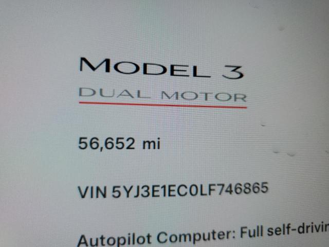 Photo 9 from auction – 2020 TESLA MODEL 3 with VIN 5YJ3E1EC0LF746865