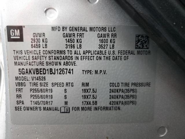 Photo 14 from auction – 2011 BUICK ENCLAVE CX with VIN 5GAKVBED1BJ126741