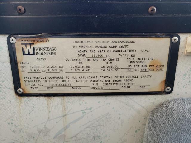Photo 10 from auction – 1992 CHEVROLET P30 with VIN 1GBJP37N3N3318708