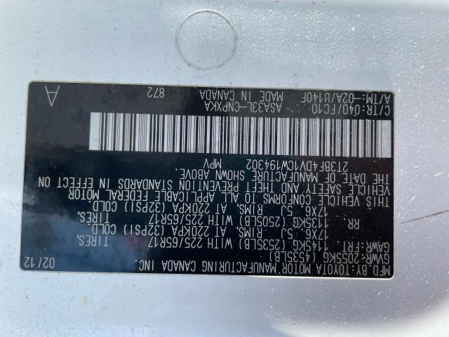 Photo 10 from auction – 2012 TOYOTA RAV4 with VIN 2T3BF4DV1CW194302