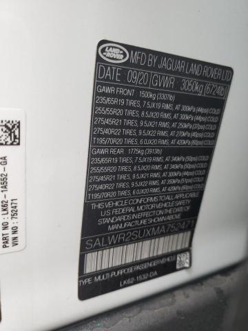 Photo 14 from auction – 2021 LAND ROVER RANGE ROVE with VIN SALWR2SUXMA752471